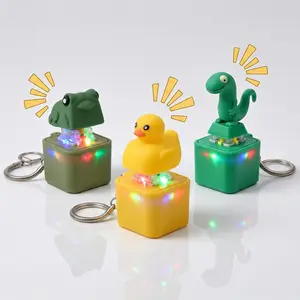 Animal Sound & Light Fidget Keychain Set, Lizard & Frog & Duck Clicker Stress Relief Toys, Novetly Gift for Kids Adults
