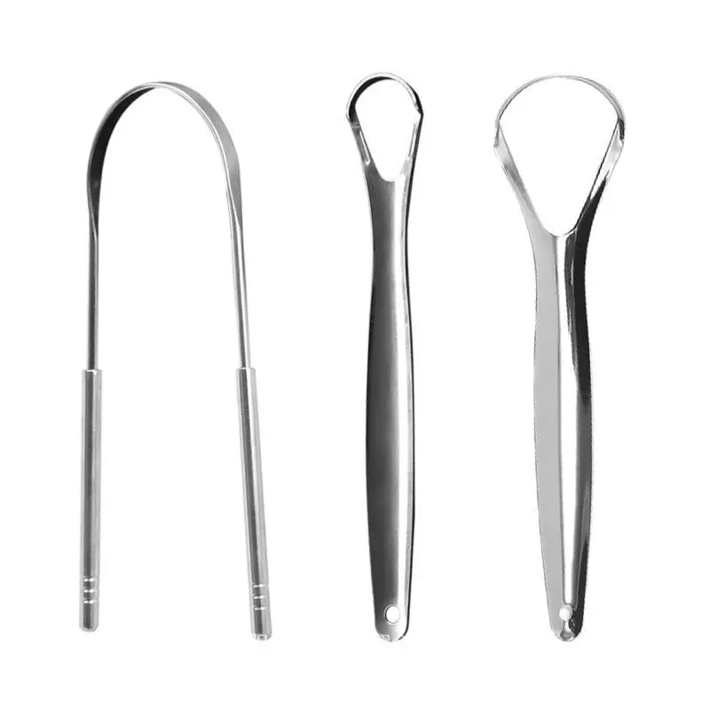 Stainless Steel Tongue Scraper, 3 Counts/set Adult Tongue Cleaner, Portable Tongue Cleaning Tool, Tongue Scrapers Set, Oral Hygiene Tool, Mouth Guard