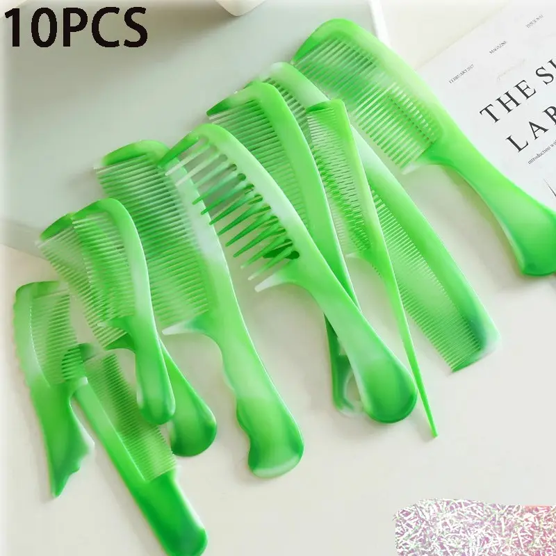 10pcs Durable Plastic Hair Combs Set, Large Teeth Detangling Comb for Long Hair, Portable Travel Size, Unbreakable and Wear-Resistant