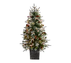 Nearly Natural 4' Frosted Tree Pre-Lit with 105 LED lights