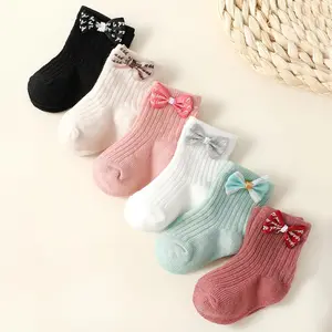 6 Pairs Baby Girl Socks,Bow Ankle Socks for Newborn Infant Preemie Soft Breathable Mixed Colors