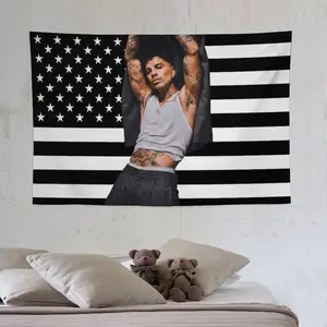 Rauw singer Alejandro Tapestry flag wall hanging art home decoration durable lightweight washable suitable for living room bedroom holiday gift Modern Stripe Design Cotton