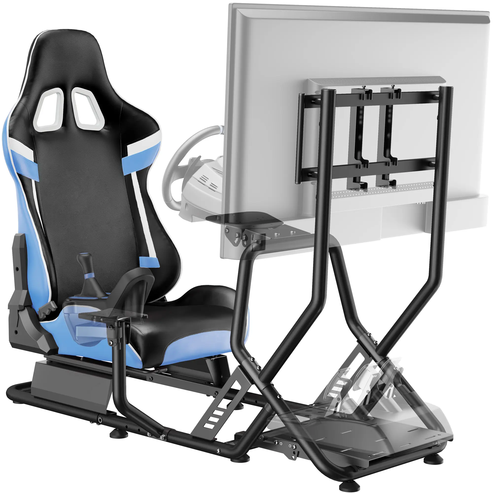 ARES WING Ergonomic PU Leather Computer Gaming Chair Sim Racing Cockpit with Monitor Mount, Wheel Stand & Seat, Compatible with Fanatec, Thrustmaster, Logitech, Moza for PS5, PS4, Xbox, Ergonomic Chair