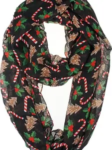 VIVIAN & VINCENT Gift Wrapped Fall Winter Soft Lightweight Sheer Holiday Infinity Christmas Scarf for Women