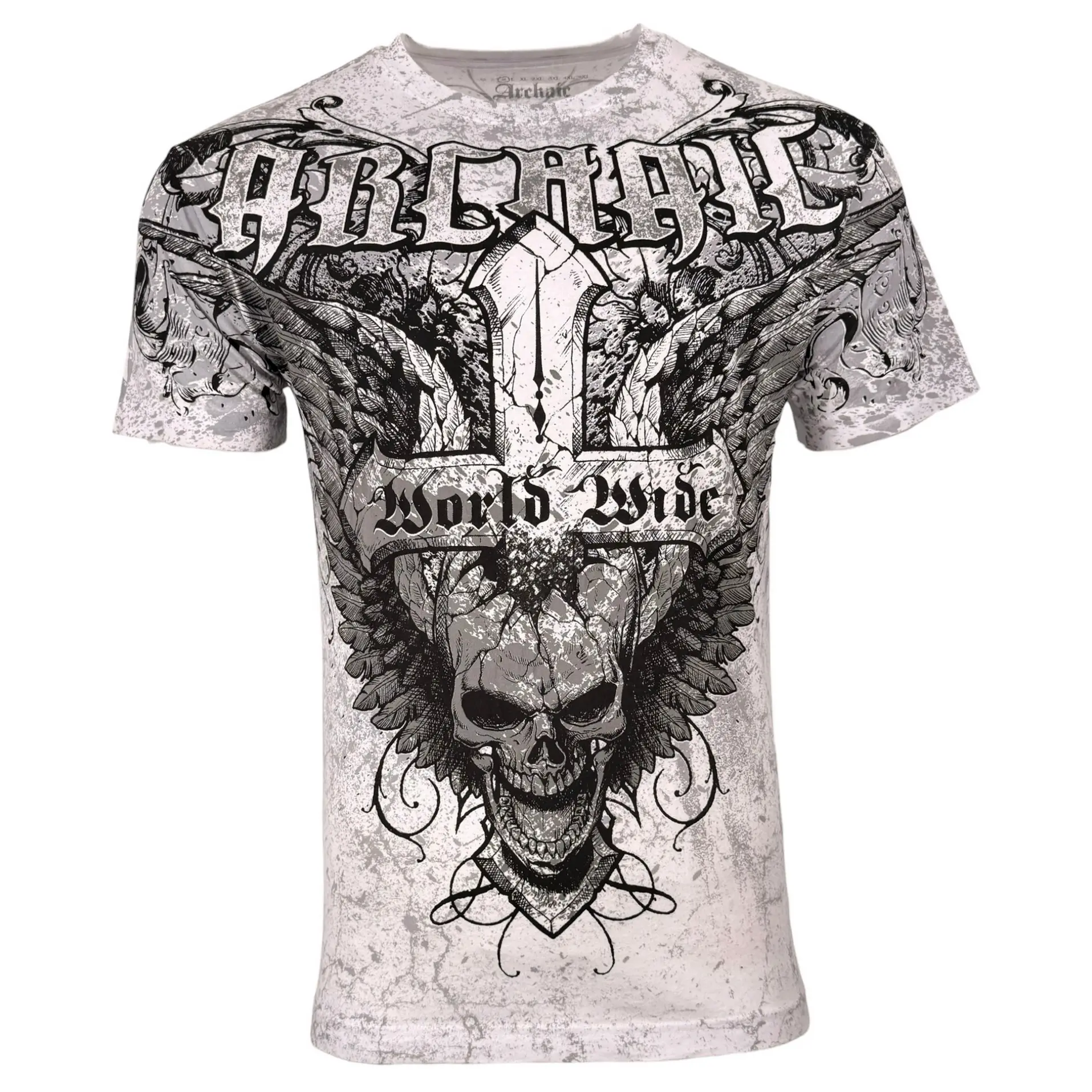 Men's Casual Graphic T-Shirt, World Wide Print 100% Cotton Shortsleeve Menswear Top, Made in USA, Plain, Round Neck, Tops