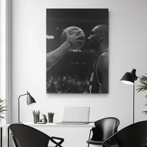 Kobe Bryant Lock In Motivational Wall Art, Black & White Basketball Poster, Sports Art decor anime printable wicked good cool photo