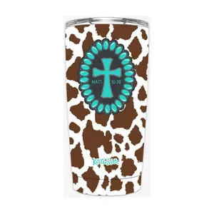 Kerusso 20-oz Dual Wall Tumbler - Cowhide Cross