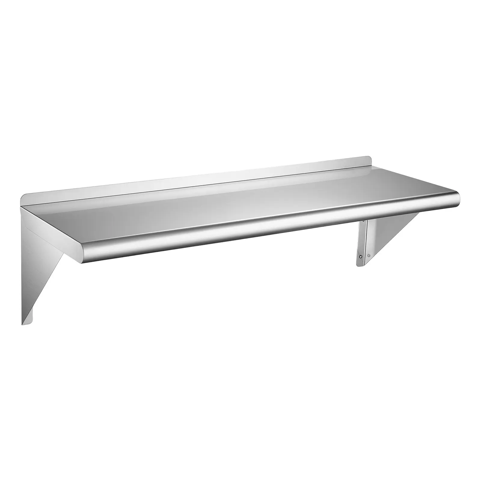 VEVOR Stainless Steel Shelf 12" x 36" Commercial Wall Mount Floating Shelf, Heavy-Duty Storage Rack with Brackets, 300LBS Strong Capacity, Easy to Clean, Suitable for Restaurant, Home Kitchen, Garage
