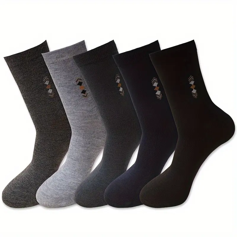 Women's Uncut Cotton Socks in Beige, 6-Pair Pack of Casual Comfy All-Season Hosiery with a Diamond Pattern, Casual Comfy Socks, Uncut Socks