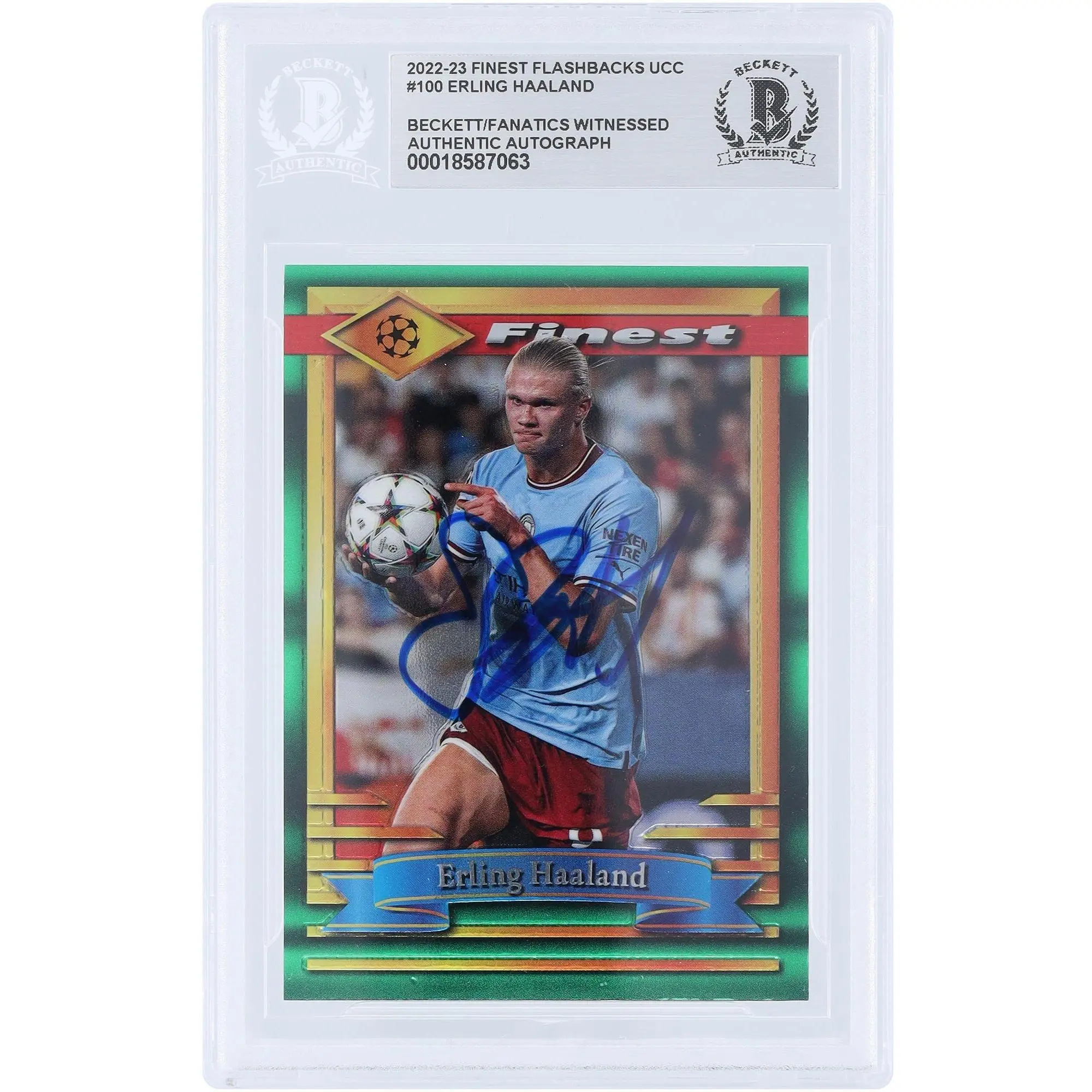 Erling Haaland Manchester City Autographed 2022-23 Topps Finest Flashback UEFA #100 Beckett Fanatics Witnessed Authenticated Card - Fanatics Authentic Certified