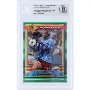 Erling Haaland Manchester City Autographed 2022-23 Topps Finest Flashback UEFA #100 Beckett Fanatics Witnessed Authenticated Card - Fanatics Authentic Certified