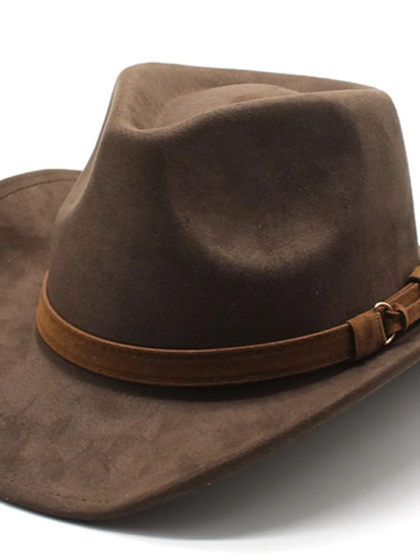 Unisex Western Suede Cowboy Hat, Vaquero Hat, Classic Wide Brim Soft Felt Cap, Suitable for Men and Women, Stylish and Comfortable, Adjustable Cowboy Hat