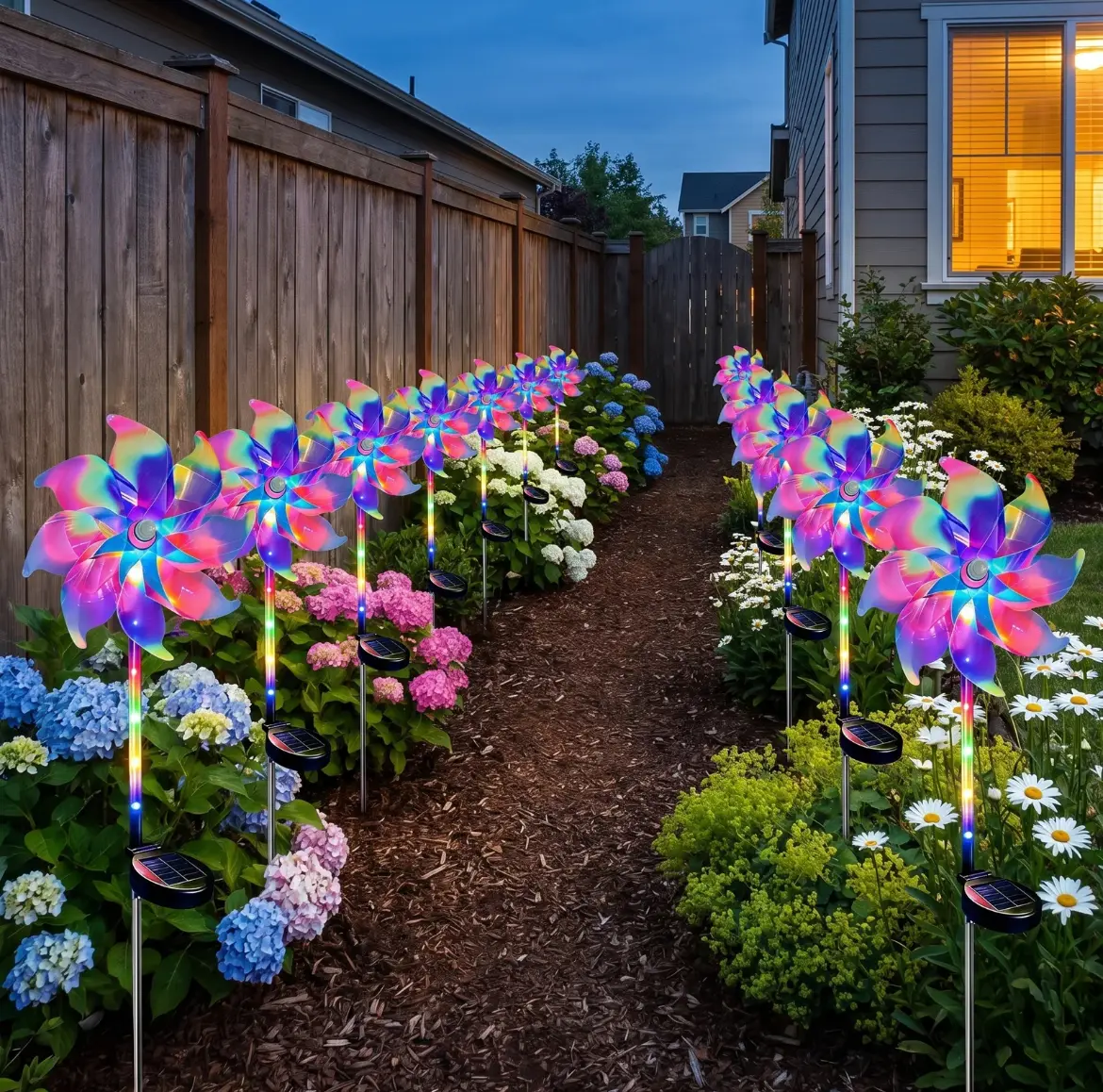 2-Pack Solar Rainbow Windmill Lights, Colorful LED Windmill Garden Stake Lights, 8 Lighting Modes, IPX4 Waterproof, Ideal for Outdoor Solar Garden Decor on Lawns, Pathways, Patios, and Flower Beds