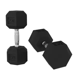GAOMON 35 LB Hex Dumbbells Set of 2, Rubber Encased Cast Iron Dumbbells with Textured Carbon Steel Handle, Anti-Roll Hexagon Weight Pair for Home Gym Strength Training, Fitness Workouts for Men & Women