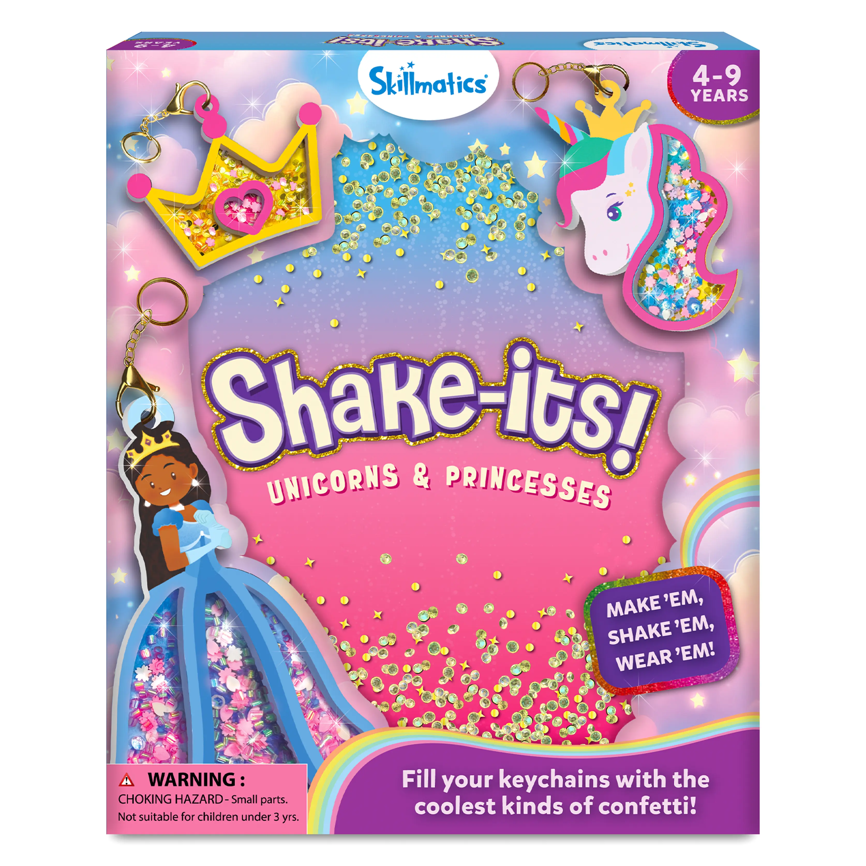 Skillmatics Art & Craft Activity - Shake-its, DIY Glitter Craft Kit with Keychains, Fun & Creative Travel Toys, Party Favors & Birthday Gifts for Girls & Boys Ages 4 to 9