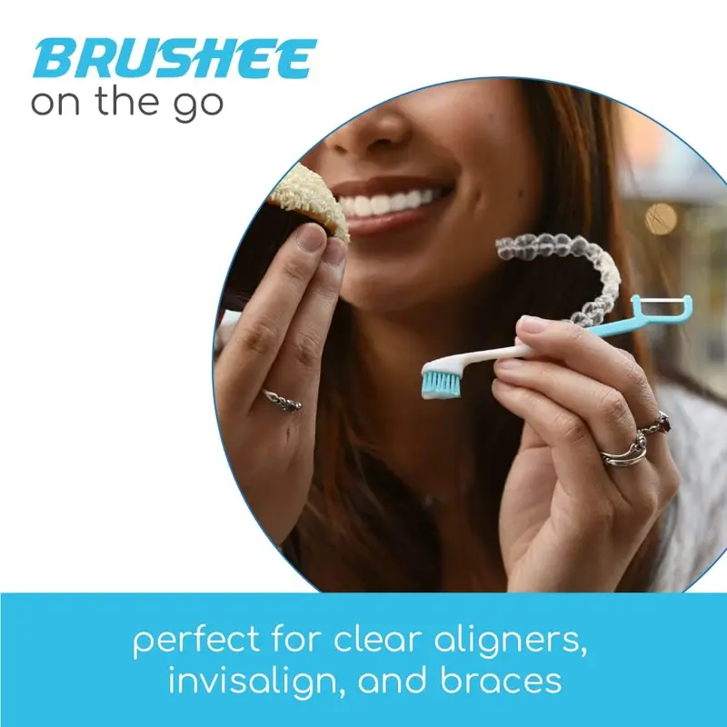 Brushee 4-in-1 On-the -Go Toothbrush - Paste, Brush, Pick, Floss - Fresh Mint 4