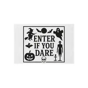 Halloween Outdoor Rug, Spooky Welcome Mat, Enter If You Dare, Fall Decor, Haunted House, Seasonal Home Accent