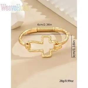 Women's 2026 Trendy Gold-Plated Cross Design Bangle Bracelet - Dainty Minimalist Exquisite Fashion Jewelry for Daily Outfits, Parties - Ideal Birthday Gift for Girlfriends, Gold Plated Bracelet