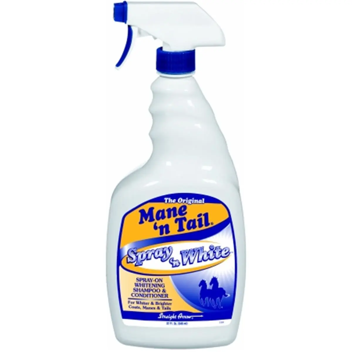 Mane 'n Tail Shampoo & Conditioner, Spray 'n White 2-in-1 Deep Cleaning & Color-Enhancing for Horse Grooming, 32 fl oz Bottle, Equine Cleaning, Deep Conditioner, Cleaning Solution, Quart Bottle