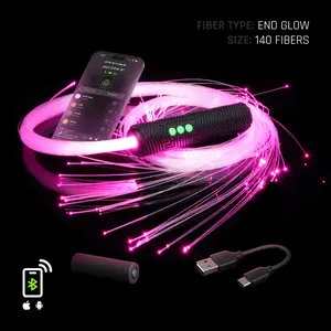 BitWhip - 200 Standard Fibers - Programmable LED Fiber Optic Whip with App Control & Endless Modes- Light Up Rave Toy Designed for Festivals, Cosplay, & EDM