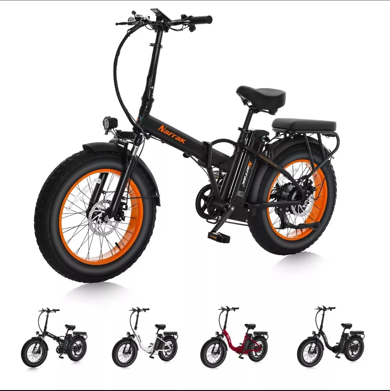 Narrak Fat Tire 20" x 4.0 Folding Electric Bike 48V 13Ah 1100W Peak Power