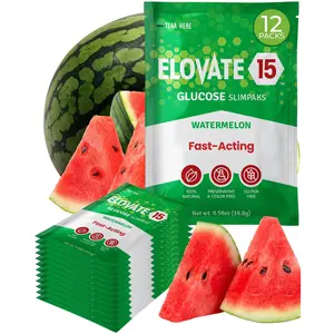 Elovate 15 Slimpaks Fast Acting Glucose Powder Packet for Quick Energy Boost for Low Blood Sugar Support.