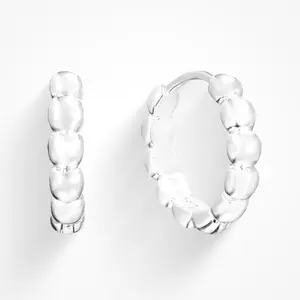 EVRY JEWELS Gold or Silver Plated Women's Pebble Hoops