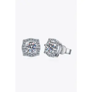 1 Carat Moissanite Geometric Stud Earrings