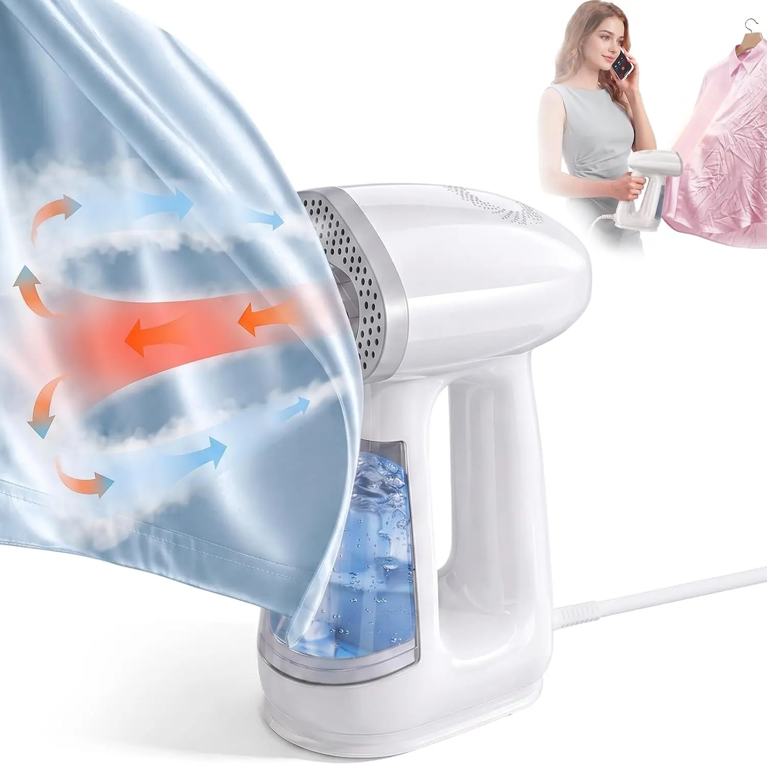 Vacuum Steamer for Clothes, 3500Pa Suction Clothes Steamer, 20S Heat | Adjustable Suction & Steam Modes, One-Handed, Auto Shutoff, Handheld Garment Steamers for Business & Dorm, 110-120V