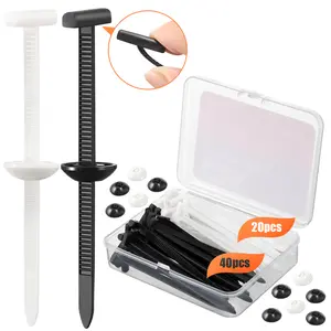60Pcs Upgraded Nylon Universal Cable Tie Buckle 40 Black 20 White Heavy Duty Self Locking Zip Ties Holder UV Resistant Plastic Fasteners for Car Repairs Daily Use Automotive Securing