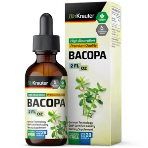 BioKrauter Bacopa Tincture Bottle High Absorption Premium Quality Vegan Supplement for Cognitive Function & Memory Support US Healthcare Edible Fitness Dietary