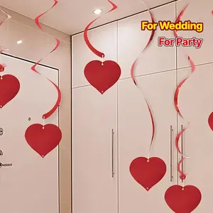 12 Elegant Red Heart Spiral Hanging Decorations - Sparkling Love Decorations for Weddings, Anniversaries, Mother's Day, and Birthdays - Party Decorations |   Romantic Decorations |   Paper Heart Decorations, Wedding Decorations #mothersday