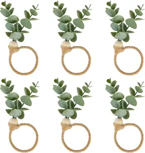 APTWOW Napkin Rings Set of 6, Easter Napkin Rings, Wood Bead Farmhouse Napkins Rings for Weddings Easter Party and Easter Table Decoration