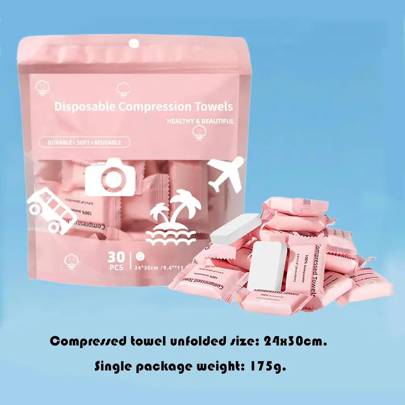 Biodegradable Disposable Facial Wipes - Alcohol Free, Silky, Extra Thick, Soft, Large, Portable Makeup Remover Towels for Sensitive Skin, Travelers - 30-Count No Patch Self-Treat Beauty Skincare Tool