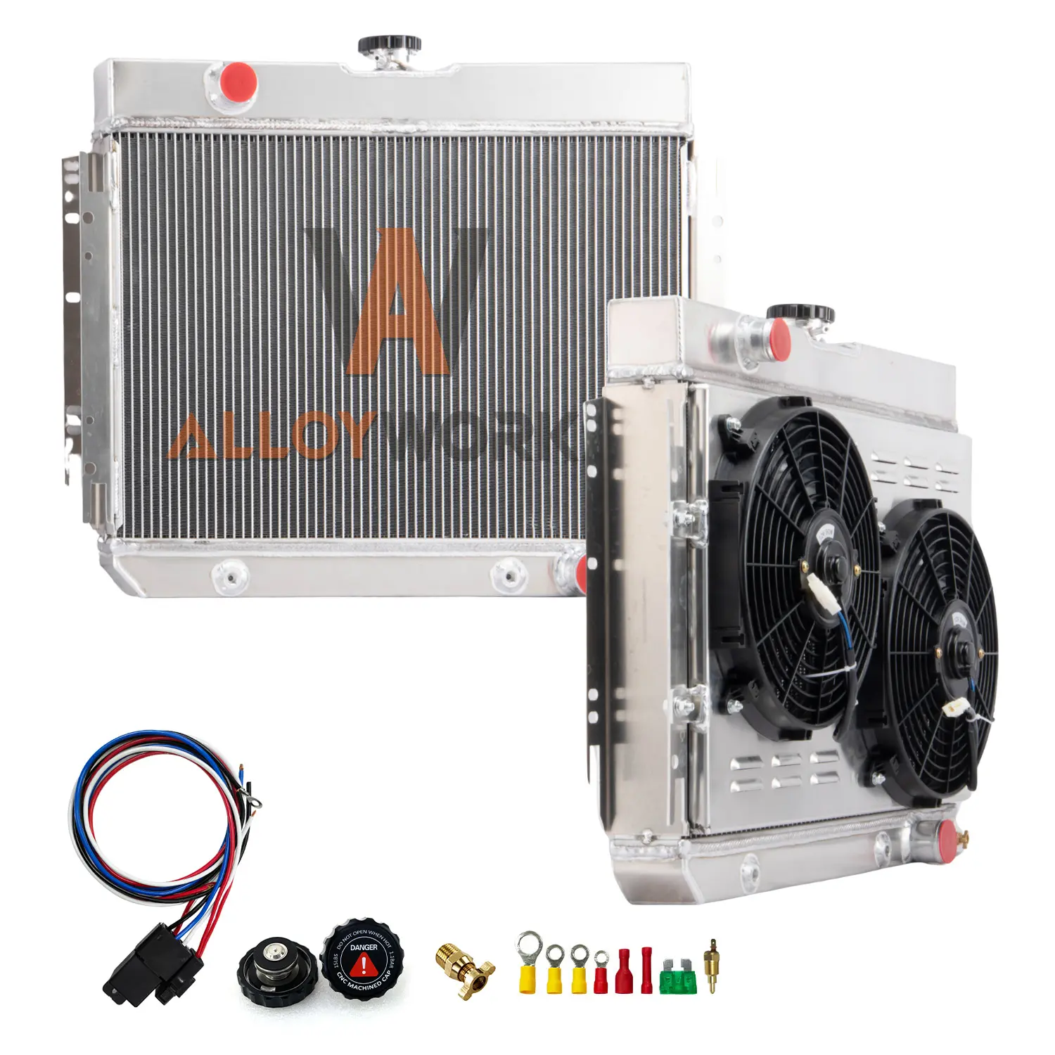 Alloyworks Aluminum 3 Row Radiator with Fan Shroud For 63-68 Chevy Impala Bel Air Biscayne l6 V8