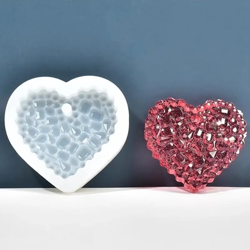 Heart Shaped Crystal Epoxy Resin Mold, Silicone Pendant Casting Mold, DIY Jewelry and Decorative Hanging Signs Casting Mold, Jewelry Making, Crafts