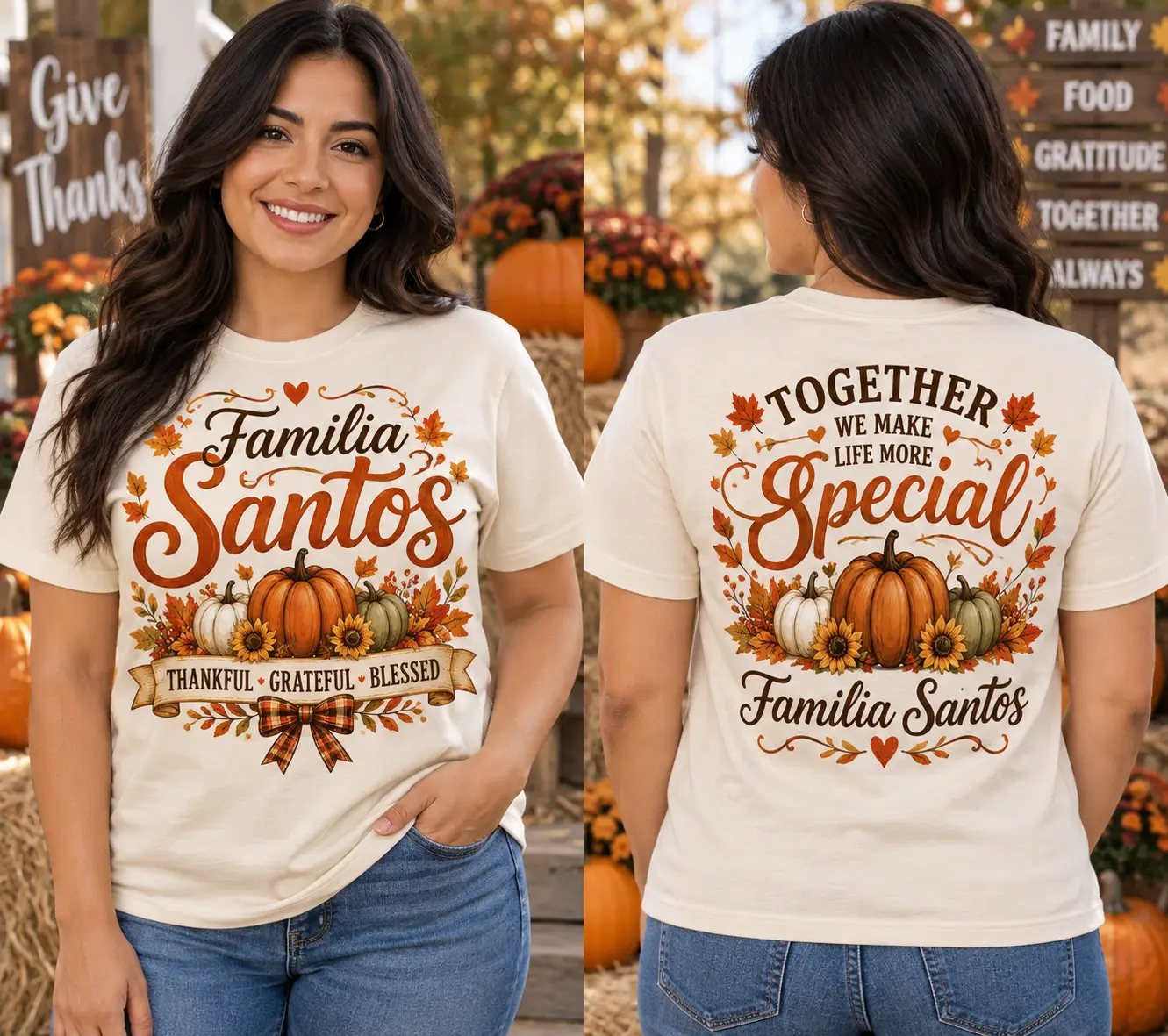 Personalized Family Name Shirt – Custom Family Reunion Fall T-Shirt – Front & Back Design