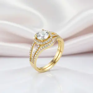 1ct Diamond Option Solitaire Solid 10k Yellow Gold Engagement Ring Set
