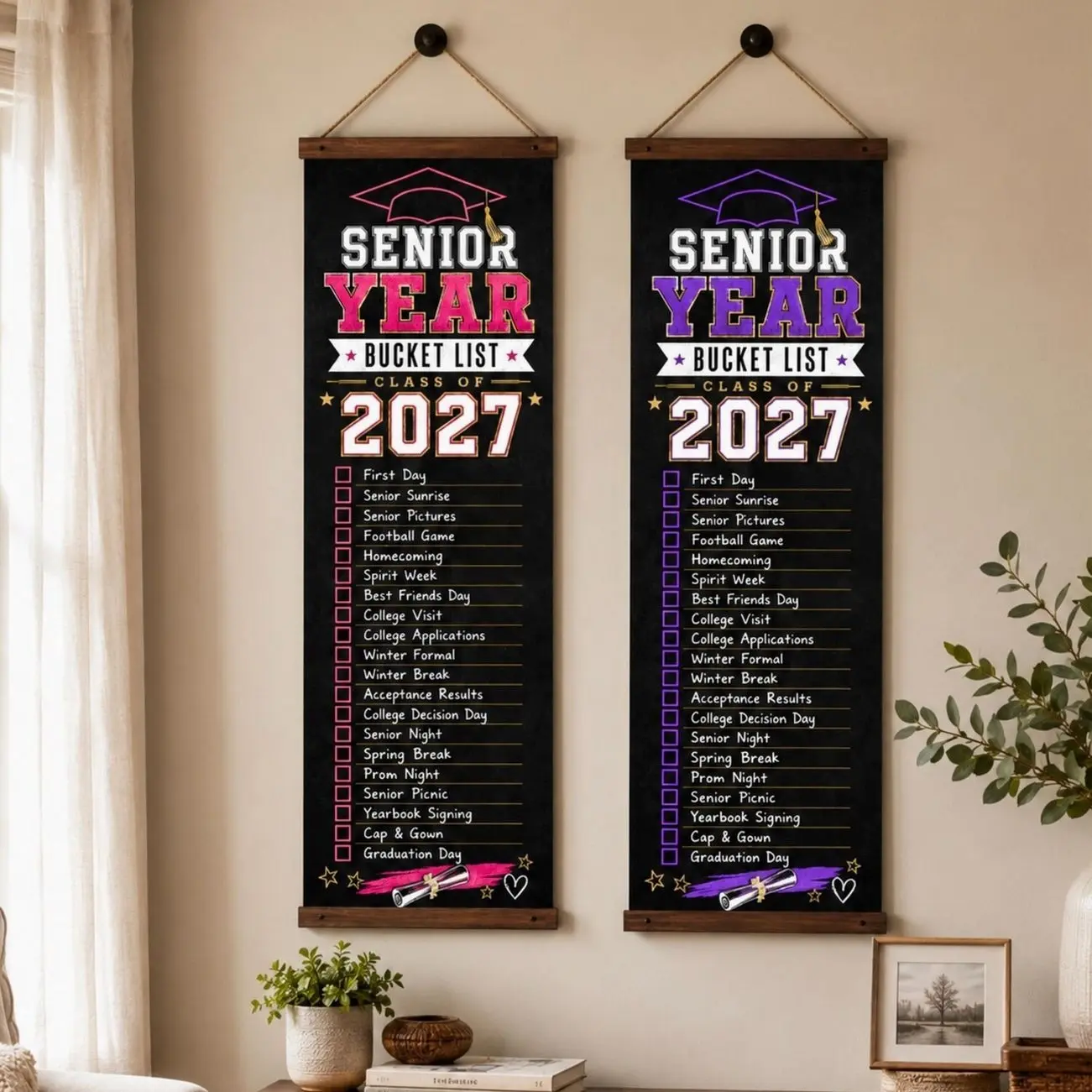 Senior Year Bucket List Banner, Class of 2027 Graduation Banner, Senior Checklist, Senior Banner