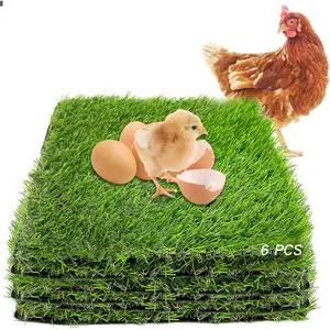 Washable 6 Pcs Reusable Chicken Nesting Box Pads Hens Nest Bedding Artificial Grass Fake Synthetic Turf Mat for Chicken Coop Garden Lawn Indoor Outdoor 12 x 12 x 0.78 Inches