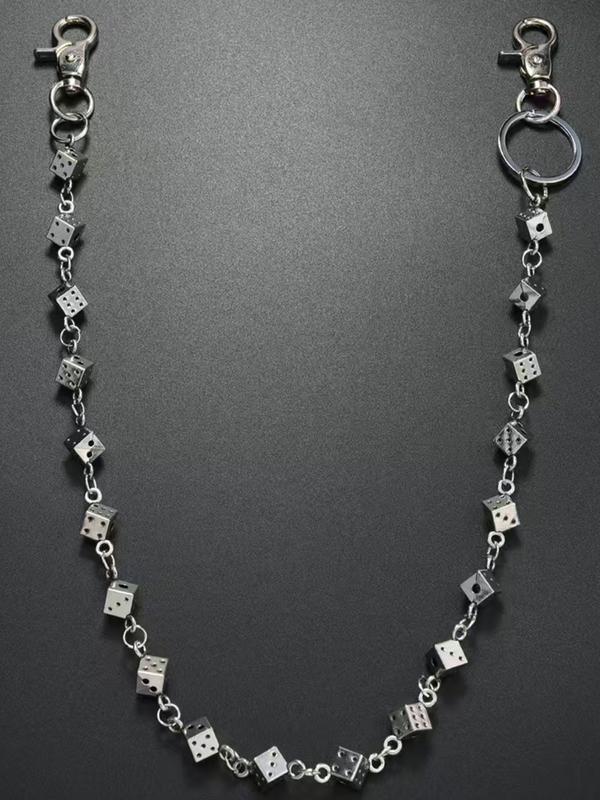 vintage Punk Dice Pants Waist Chain Men Cool Jeans Chain Keychain Wallet Chain Gothic Biker Fashion Accessories Body Piercing Jewelry Adjustable Jewelry