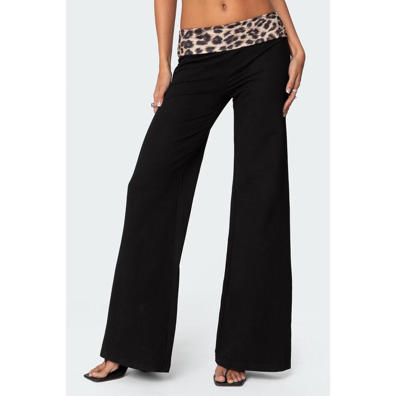 Leopard Foldover Pants