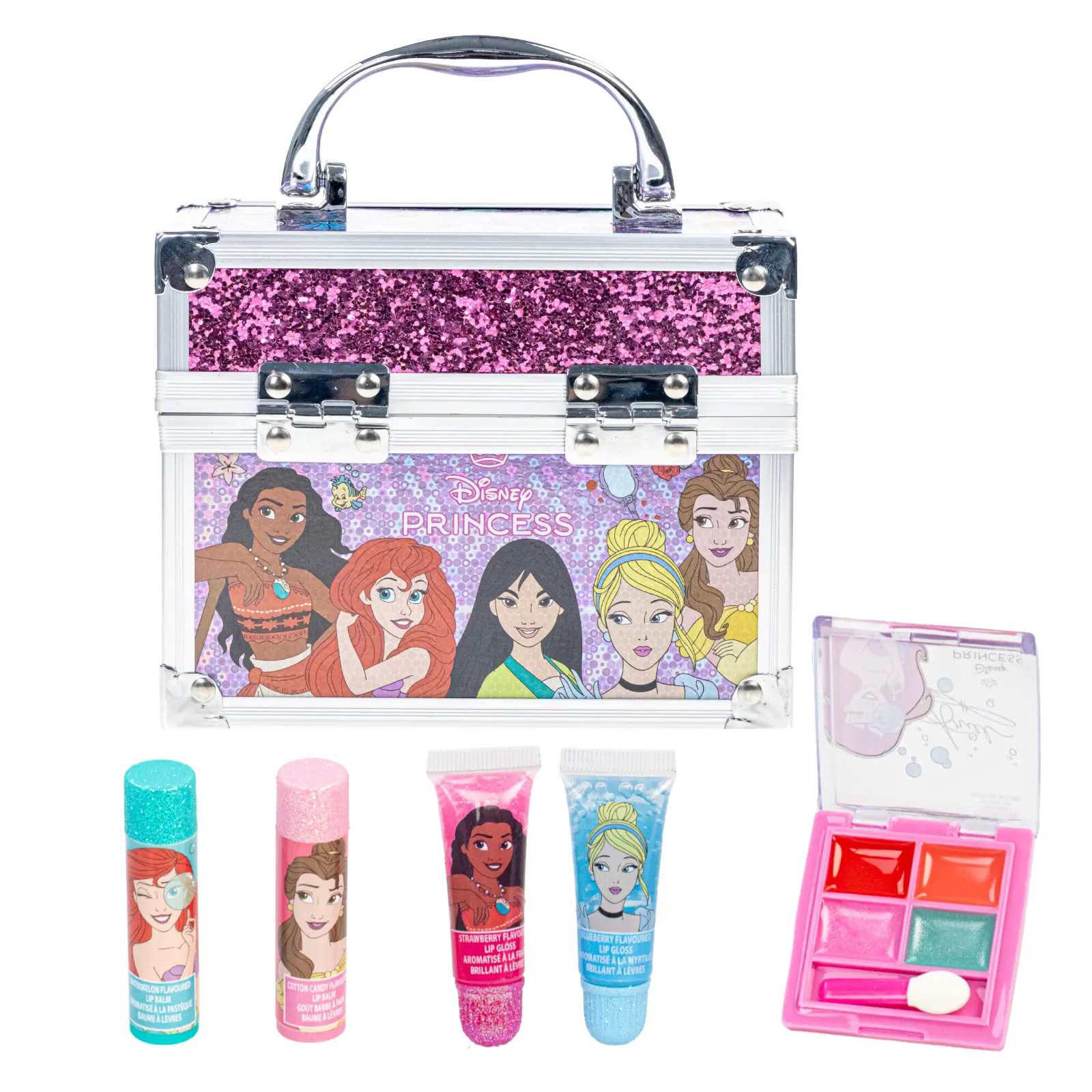 Disney Princess Beauty Mini Train Case Set Includes Lip Gloss Tube
