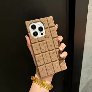 Chocolate-Style Keyboard Design Phone Case for iPhone 16 Pro Max & Apple 15 — Featuring Rilakkuma and Hello Kitty (Silicone)