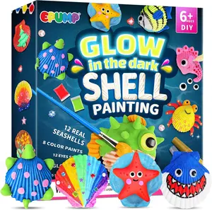 Shell Painting Kit for Kids - Glow in The Dark Arts and Crafts Supplies Kits for Girls Boys - Kids Activities Creative Art Set Birthday Gifts DIY Paint Toys for Age 6 7 8 9 10 11 12 Years Old