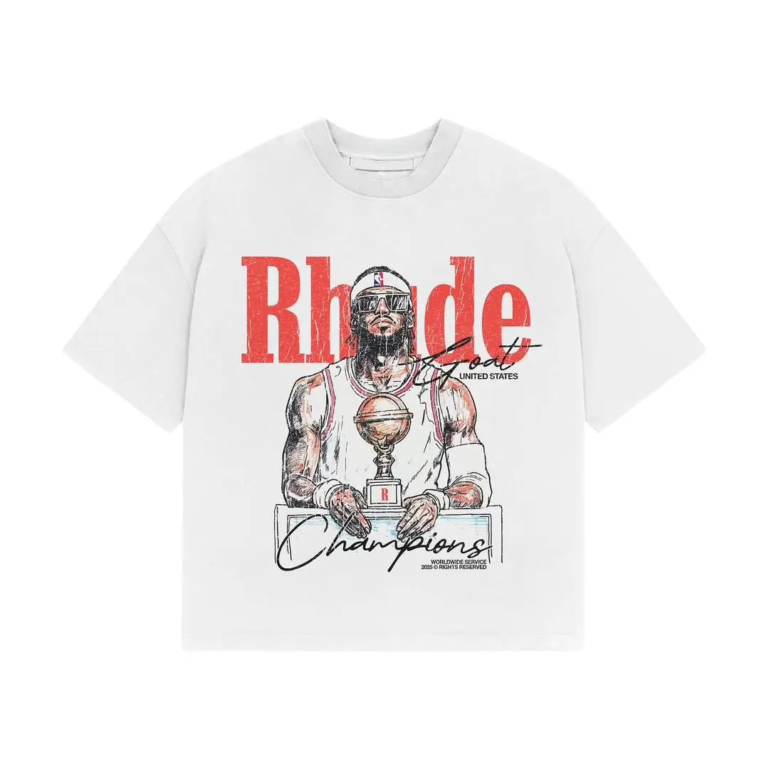 RHUDE Shirt, GOAT CHAMPIONS Tee, Summer Tee, Inspired Graphic Tee for Men & Women, Hype Unisex Graphic Tee for Streetwear Lovers