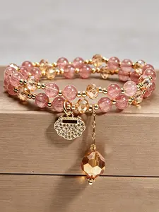A fashionable double circle colored tourmaline bracelet, suitable for daily wear, vacation and dating occasions, and also a surprising and exquisite small gift, Pretty Bracelet