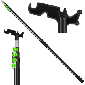 7-30 ft Telescopic Extension Pole with Utility Hook, Multi-Purpose  Pole for Painting, Dusting and  Year Window Cleaning Christmas Lights Installation Without a Ladder(Green)