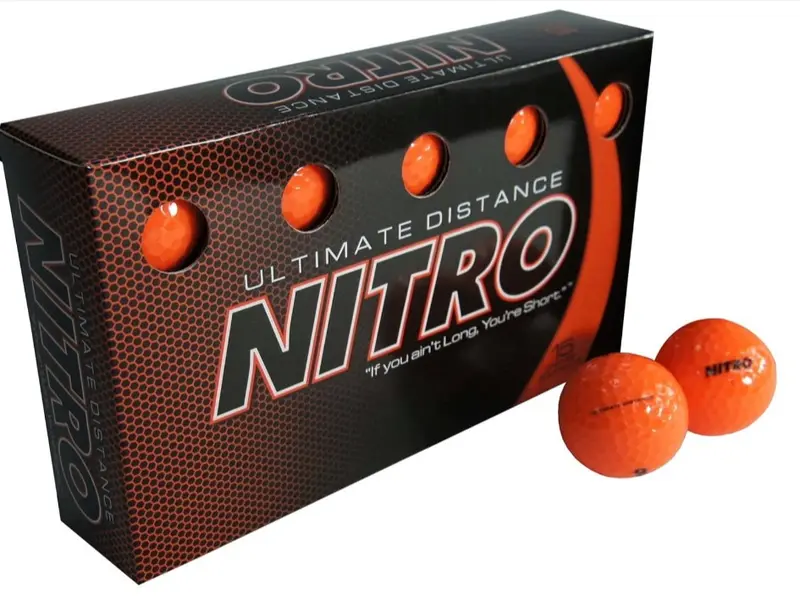 Long Distance High-Durability Golf Balls (15PK) All Levels-Nitro Ultimate Distance Titanium Core High Velocity Great Stop & Sticking ability Golf Balls USGA Approved-Total of 15-Orange