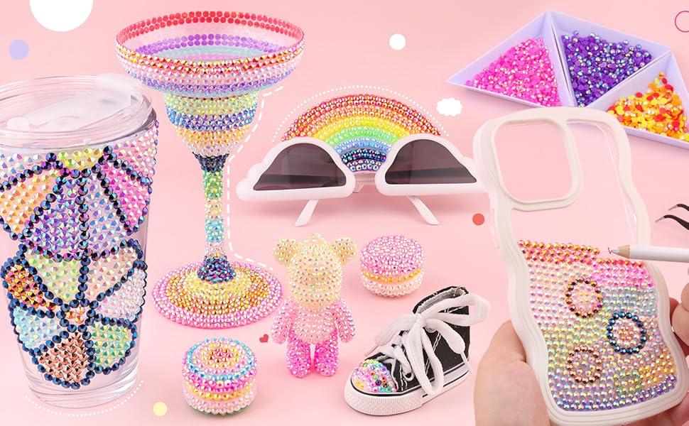 VIBRANT GEMS 32000Pcs Resin Rhinestones with Tweezers for Crafting Mixed-Color 3mm Bedazzling Crystal with Gifted Tools Jewelry for DIY Crafts Clothing Tumblers Shoes Fabric Nail Art Colorful Handmade gift